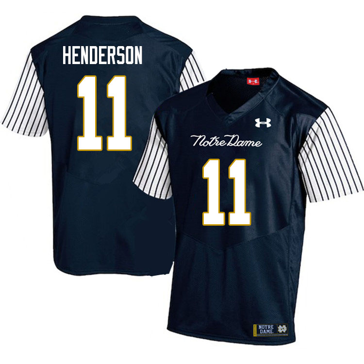 Men's NCAA Notre Dame Fighting Irish #11 Ramon Henderson Stitched College Under Armour Authentic Navy Alternate Football Jersey HH10F57KK